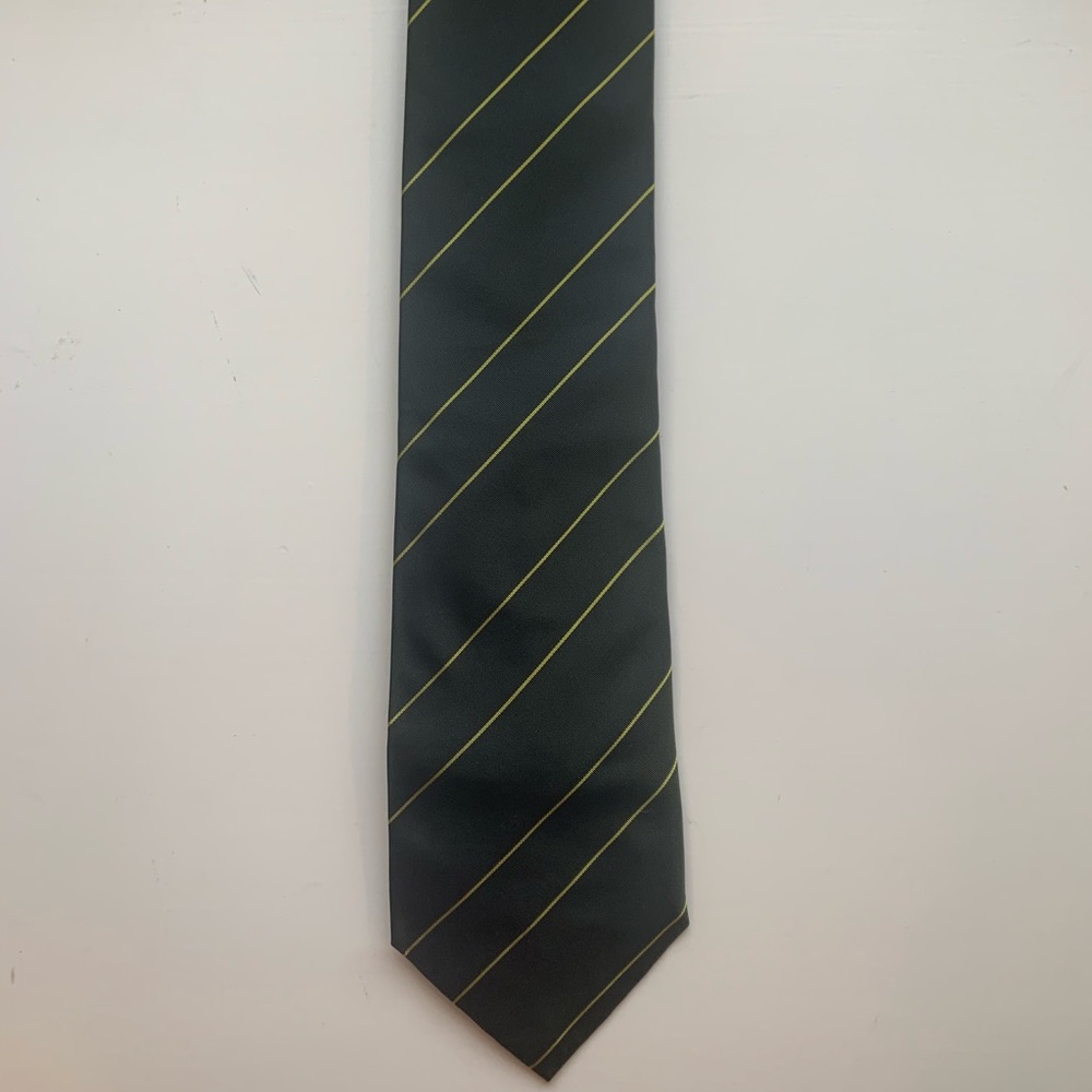 Faconnable Black & Yellow Striped 100% Silk Tie